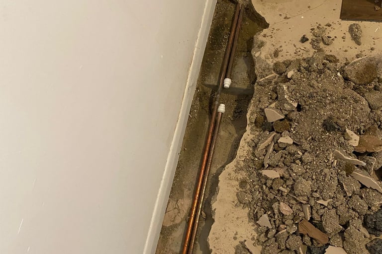 Leak detected in concrete floor