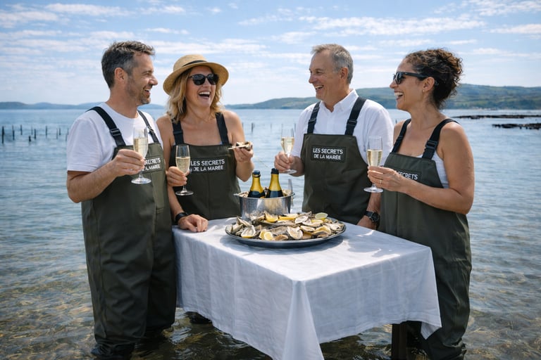 petit groupe participant à une expérience d’ostréiculture immersive en bretagne