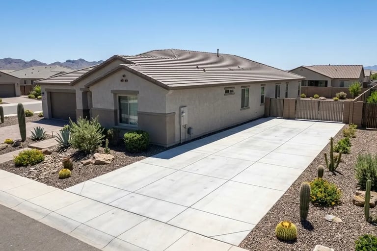 residential concrete RV pad beside a home in Buckeye, Arizona