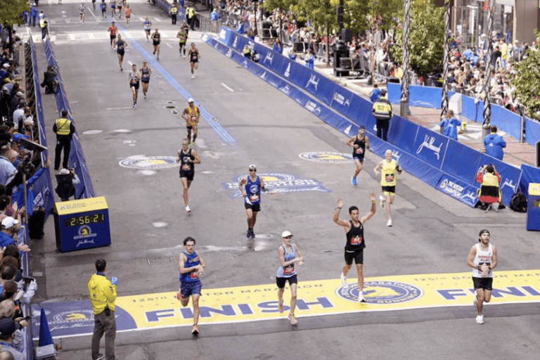 BOSTON MARATHON FINISH LINE CROSSING