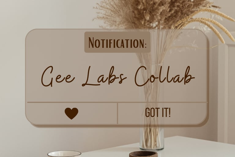Cell phone notification that says "Gee Labs Collab"
