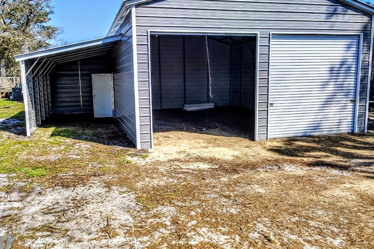 building pad with metal carport