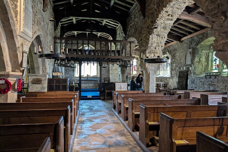 A church in the Yorkshire Dales showing a view of the loft ceiling.