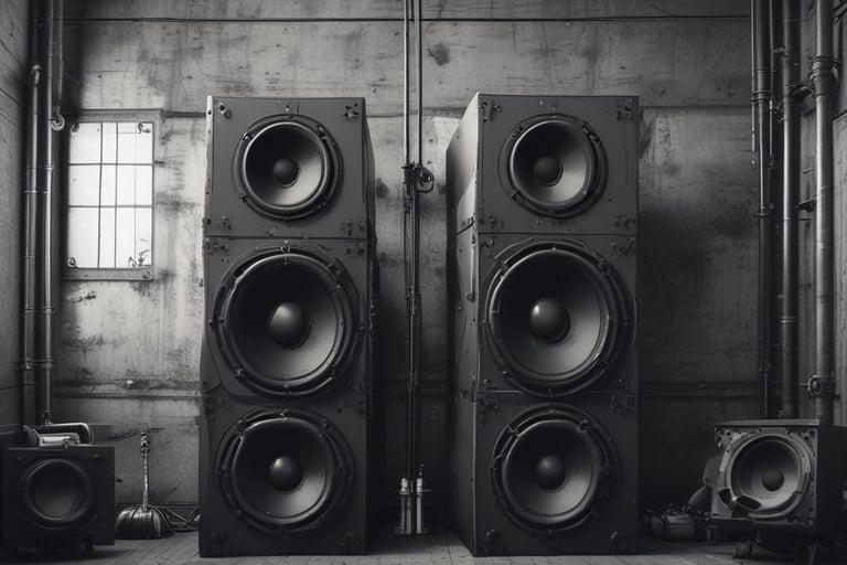 altavoces para techno bunker festival en una rave