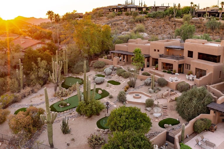 Luxury Scottsdale vacation rental with a private pool, putting green, and Sonoran Desert views near