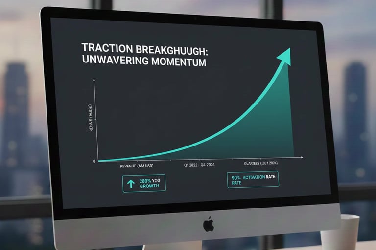 An example of a clean and effective traction slide with a primary growth curve and supporting metric