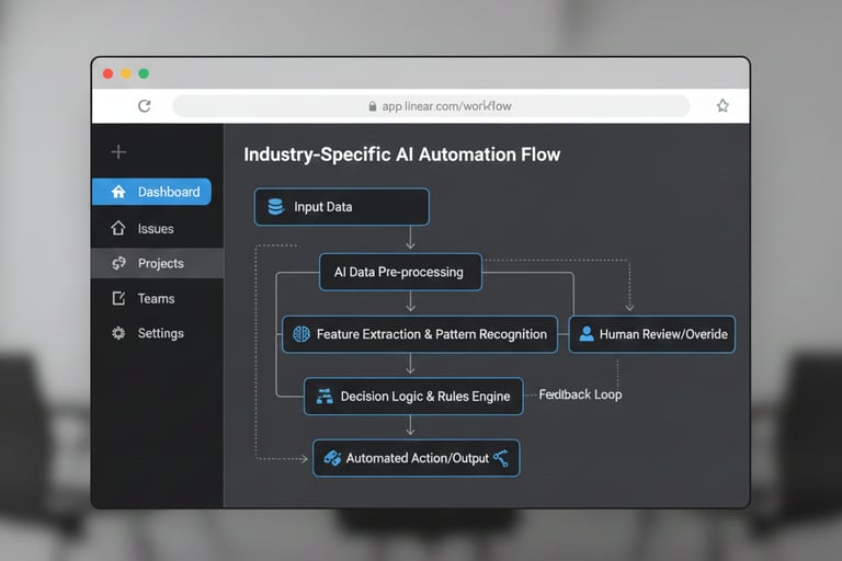 Workflow diagram illustrating how vertical AI integrates into industry processes, creating defensibi