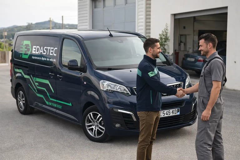 Intervention Edastec chez un carrossier à Nice pour le calibrage des ADAS