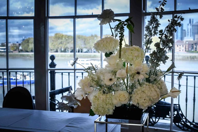 a large flower arrangement on a table