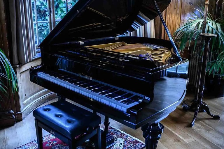 the grand piano in Burgh House Hampstead
