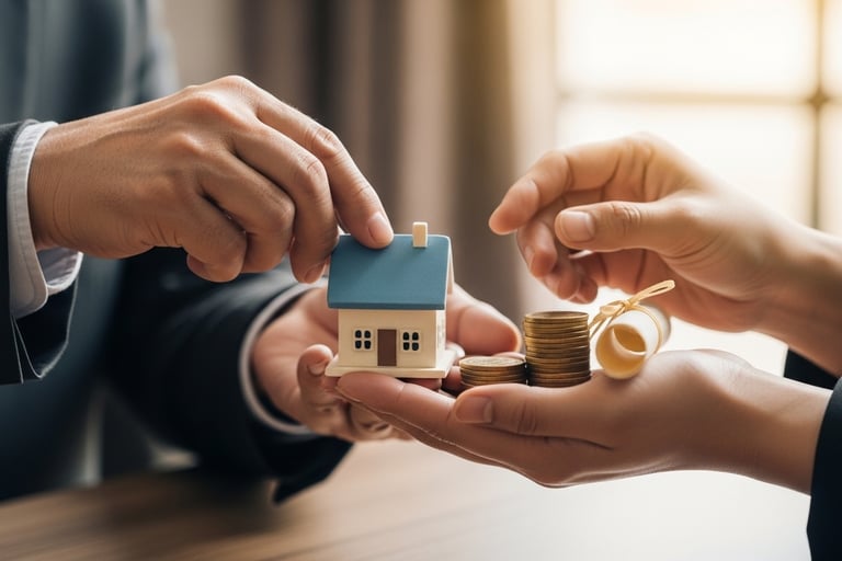 Doação de patrimônio familiar simbolizada por entrega de bens