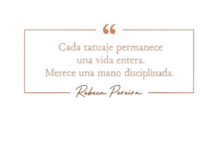 Filosofía de trabajo de Rebeca Pereira Tattoo basada en técnica, criterio y atención al detalle