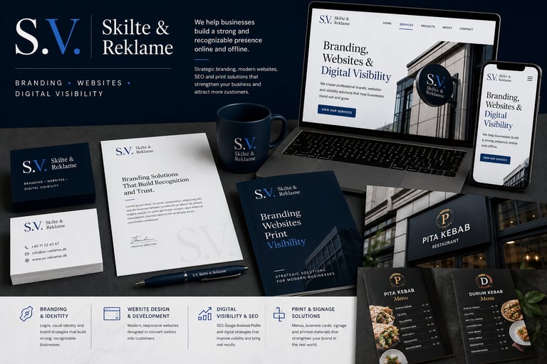 Professional branding, website design and digital visibility presentation by S.V. Skilte & Reklame in Denmark