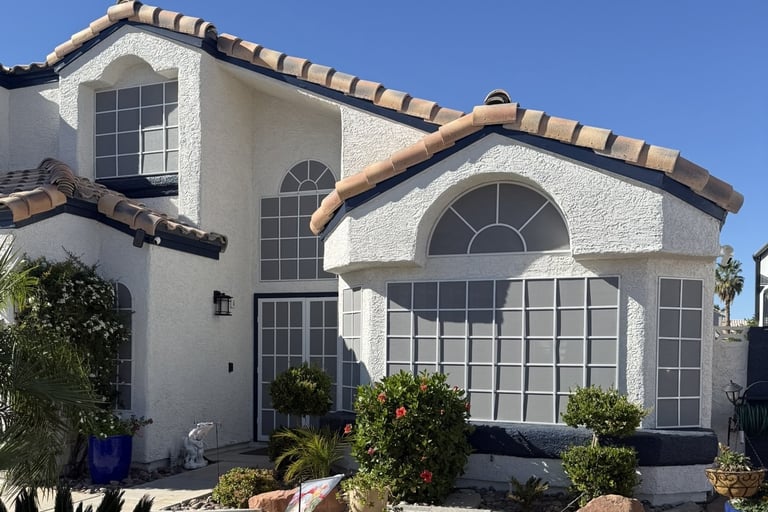 New solar screens completely transforms the appearance of this house