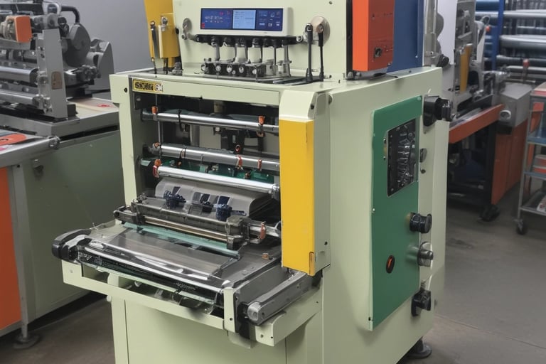 A compact labeling machine applying labels smoothly on bottles.