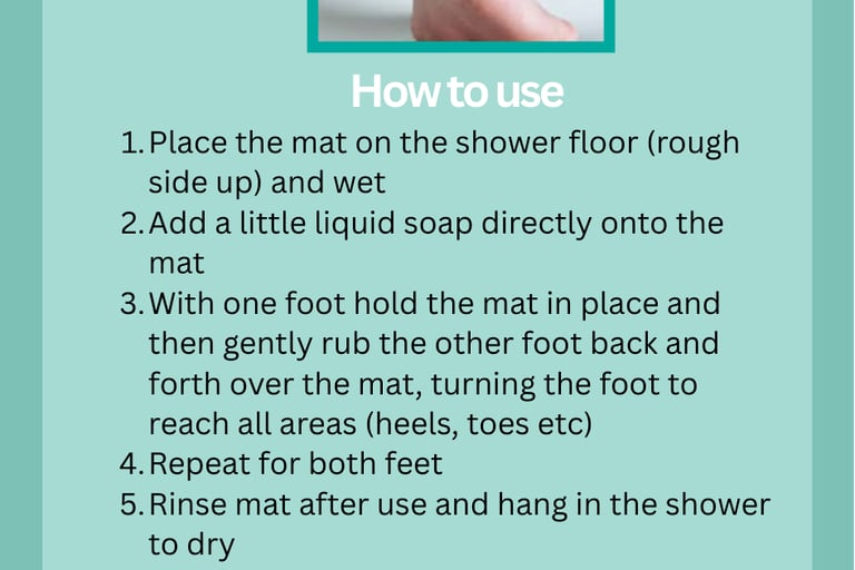 Before cracked heels compared to smooth beautiful feet using exfoliating shower mat