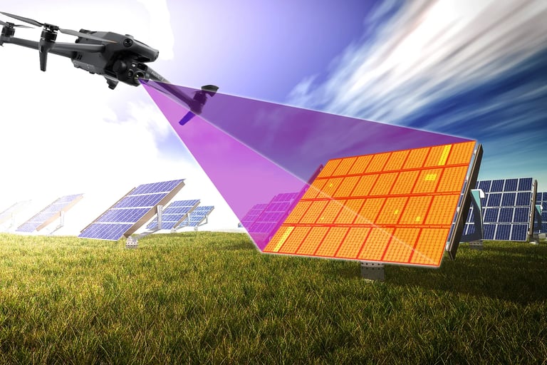 dron sa termalnom kamerom provjerava solarne panele
