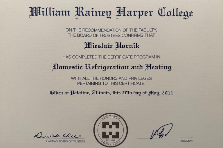HVAC certification for residential heating and air conditioning