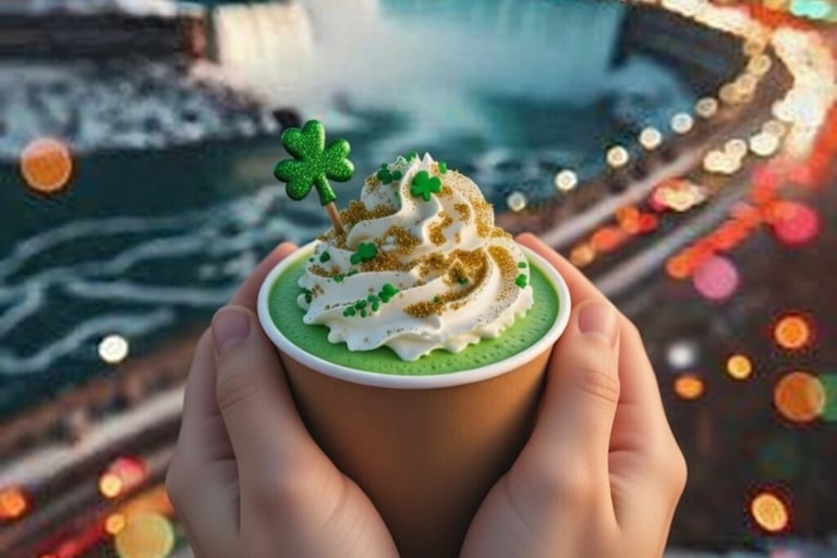 Niagara Falls illuminated green for St. Patrick's Day