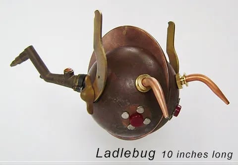 Flying metal creature named Ladlebug by artist Tal Avitzur.