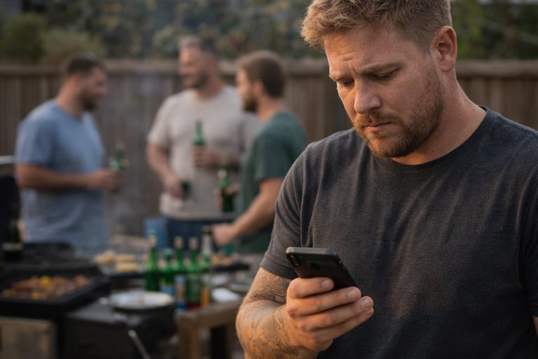 Tradie handling business admin outside work hours