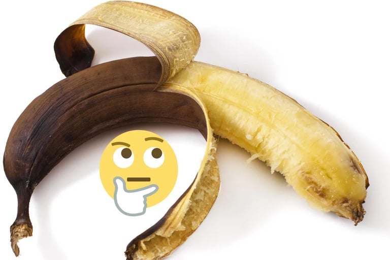 banana meia descascada escura com emote de duvida