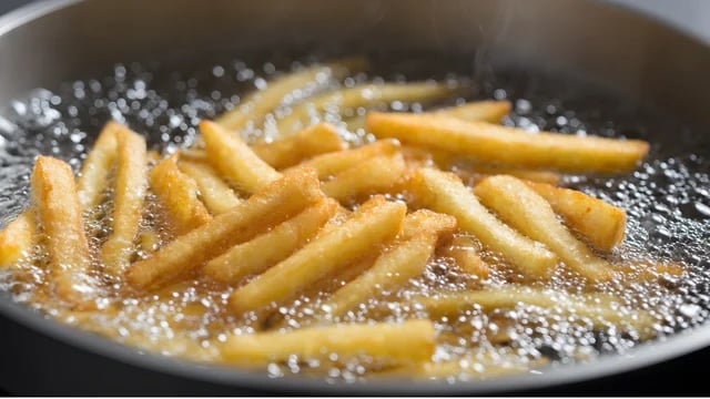 Batata fritando em oleo quente