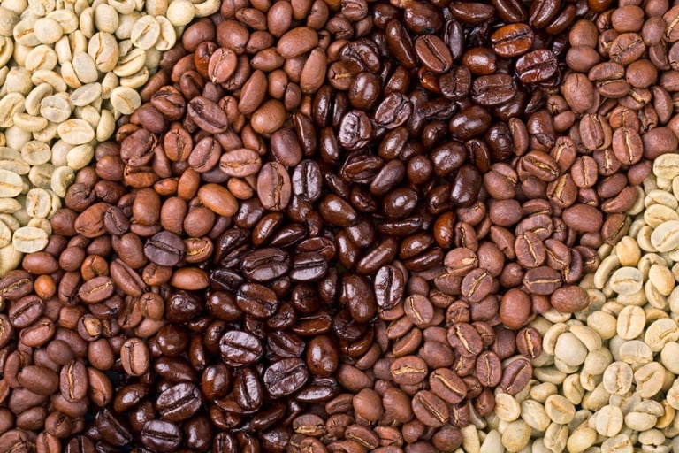 variedade de grãos de café 