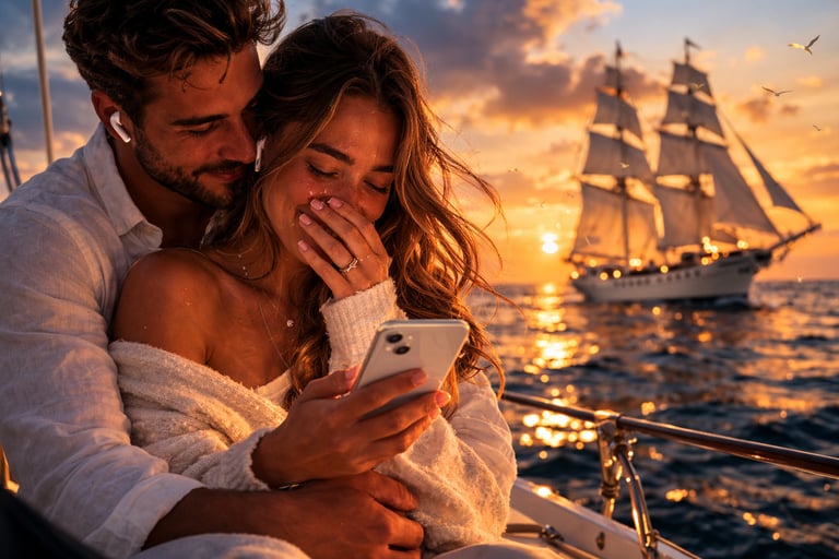 ein verliebtes Paar hört ihren persönlichen Song ihrer gemeinsamen Liebesgeschichte