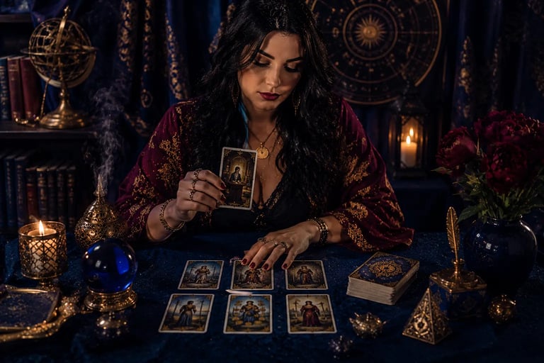 Tarólogo realiza consulta de tarot focado em trabalho e carreira profissional