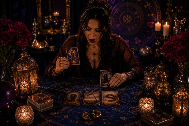 Consulta de tarot e baralho cigano sobre separação amorosa e crise conjugal