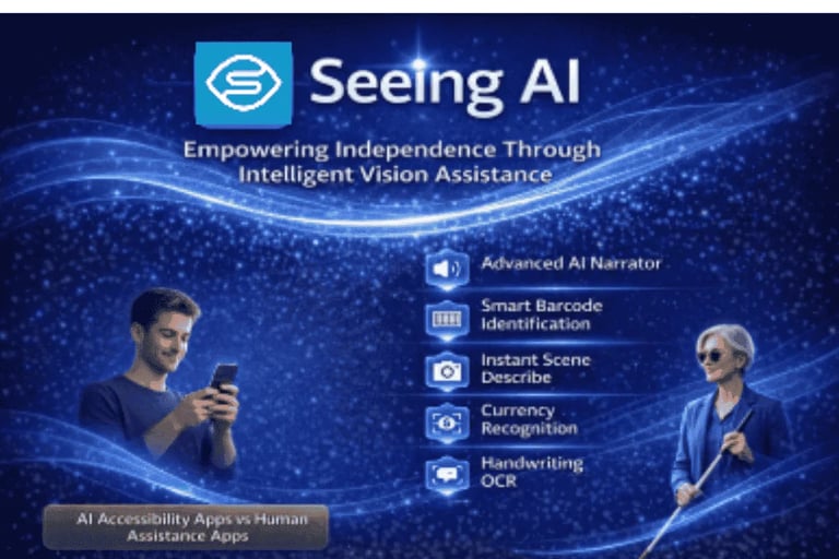 Seeing Ai key features: Advanced Ai Narrator, Handwriting OCR, Instant Scene Describe e.t.c