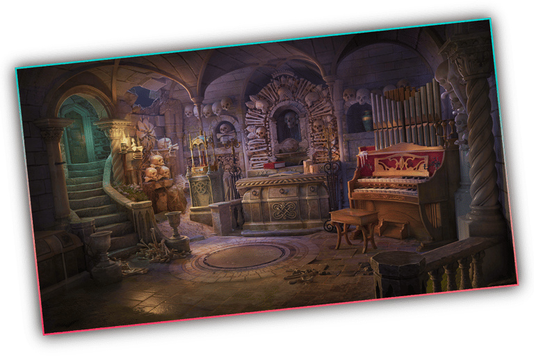 Hidden object scene interior in Gwen Black detective puzzle adventure