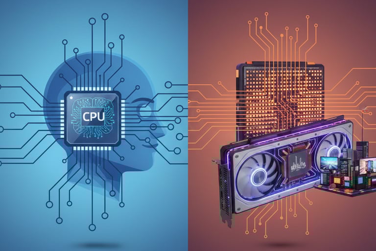 ilustração CPU e GPU