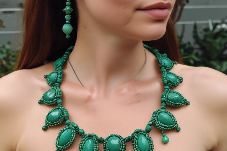 Joyeria con macrame tono verde