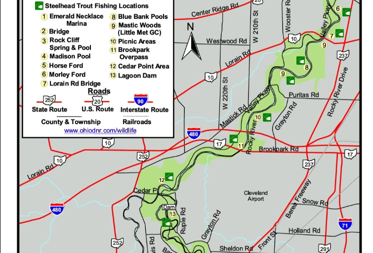 Rocky River Steelhead Trout Fishing Map
