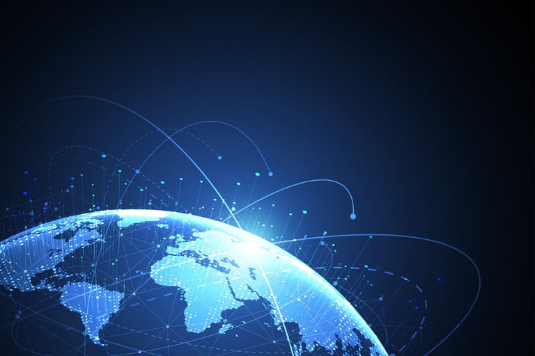 Globe with Connections between Locations