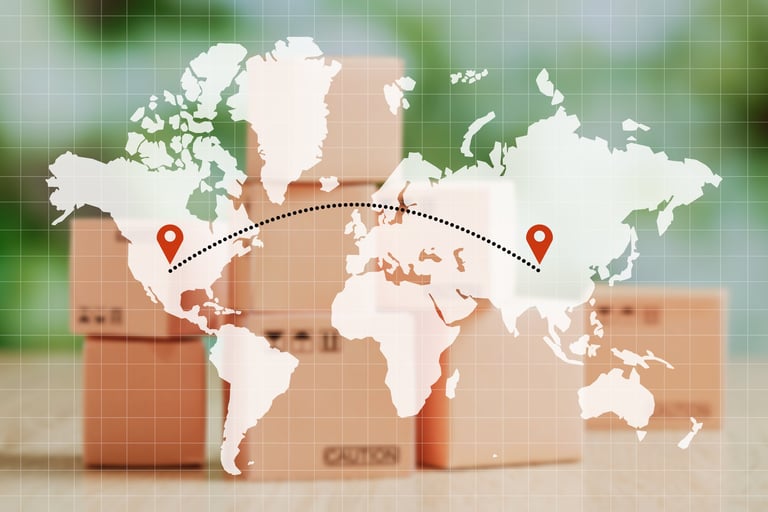 Boxes Behind Sketch of World