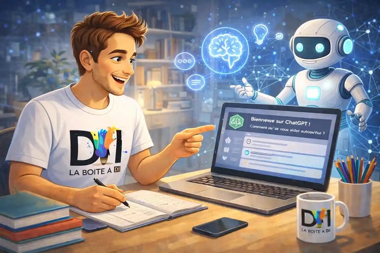 Initiation à l’IA et à ChatGPT après 40 ans, Dam découvre l’intelligence artificielle en action sur ordinateur.