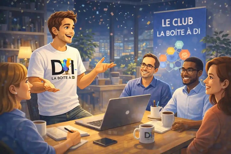 Club La Boîte à DI : communauté d’entraide en reconversion numérique après 40 ans animée par Dam.