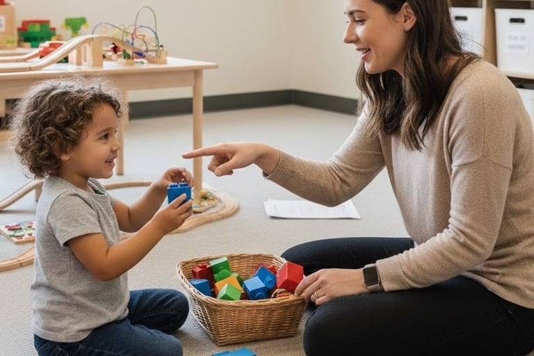 Young child engaged in EIBI intervention with a therapist