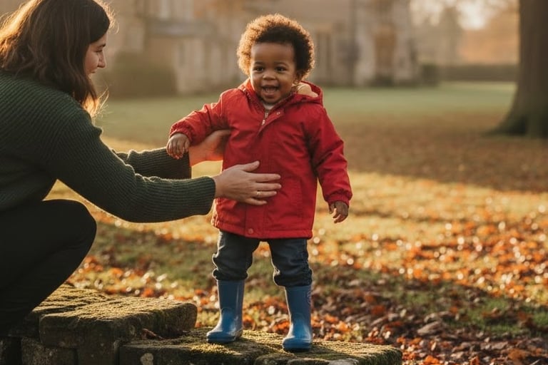 small child is supported by early years practitioner