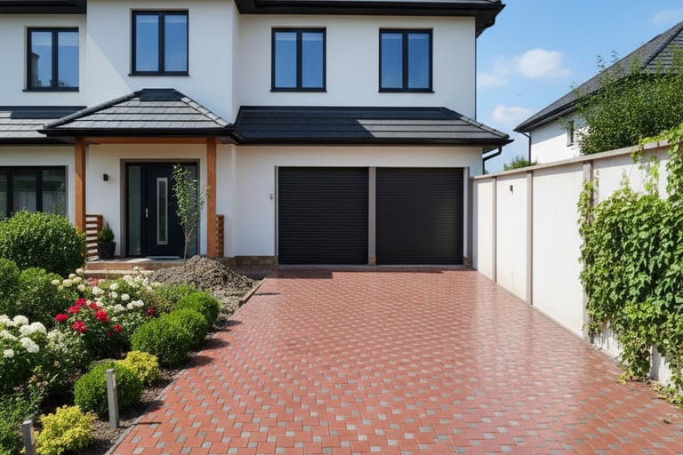 Pavaj Antico Modern montat în curte rezidențială, aspect rustic și elegant