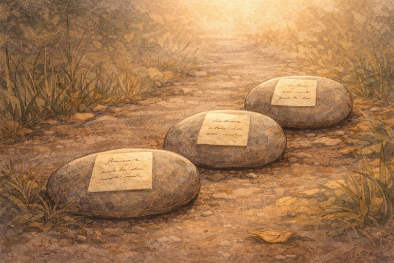 Camino con piedras que simbolizan un proceso suave de tres días para recuperar el equilibrio emocional sin presión