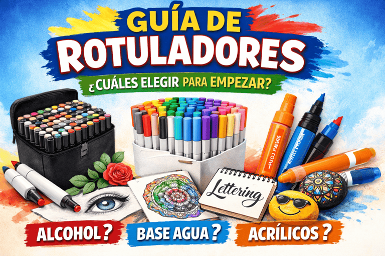 Guía de rotuladores de alcohol, base agua y acrílicos para dibujo y lettering profesional.