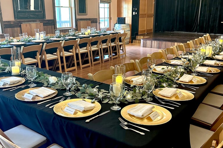Dining event set up in the Upper Flat