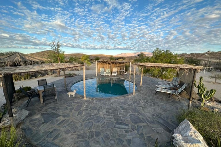 a pool with a gazebo in uis namibia