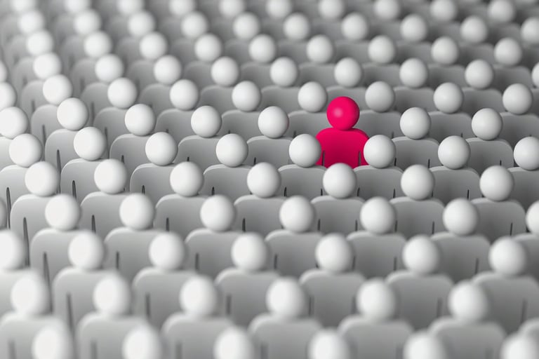 Uniform crowd – one person stands out and makes all the difference