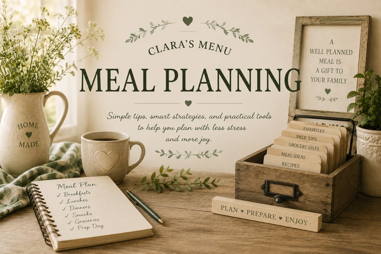 Meal planning resources featuring Sunday prep, pantry organization, freezer meals, grocery shopping 