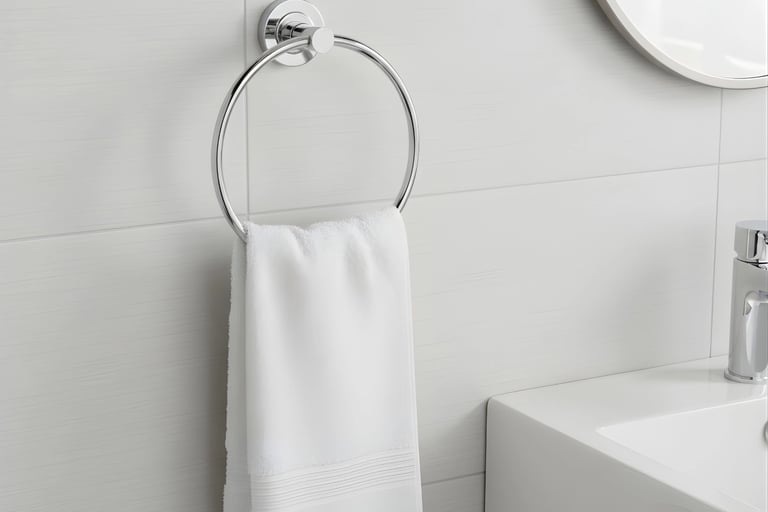 A stainless steel towel ring